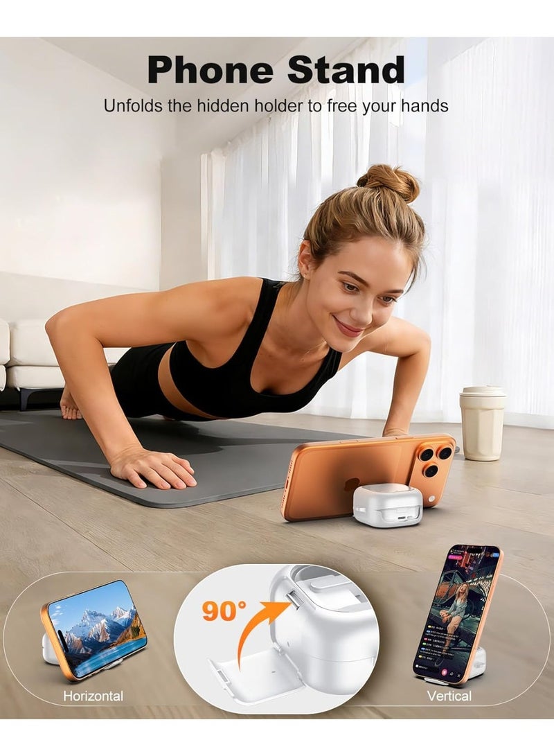 QIRG Case Cover for Samsung Galaxy Buds 4 pro/Buds 4 with Secure Lock & Phone Stand,TPU+PC Protective Cover with Keychain and Cleaner Kit,Anti-Yellowing, White - Image 5