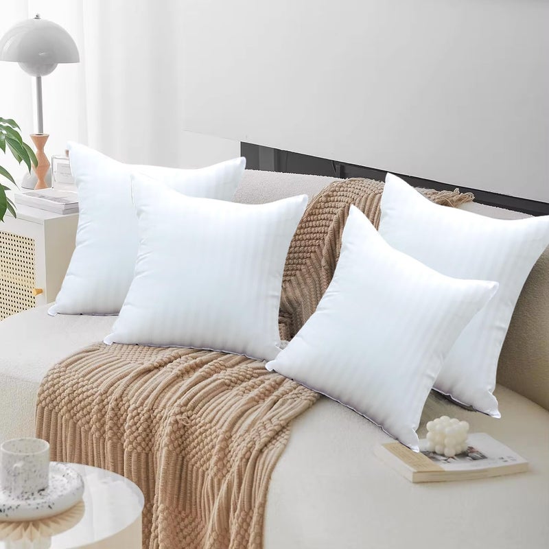 AVI Soft & Fluffy Micorfiber Filled Hotel Quality Premium Cushions Filler Set of 4, 16 x 16 Inch, Decorative Cushion for Sofa, Bed, Throw Pillow Insert, Office (White) - Image 1