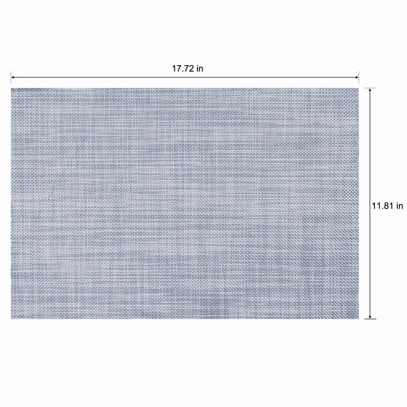 CADONO Placemats Set of 4 Washable Indoor/Outdoor Vinyl Place Mats for Dining Table Durable Non-Slip Heat Resistant PVC Weave Table Matsï¼ˆGrayï¼‰ - Image 2