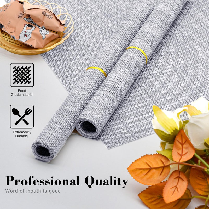 CADONO Placemats Set of 4 Washable Indoor/Outdoor Vinyl Place Mats for Dining Table Durable Non-Slip Heat Resistant PVC Weave Table Matsï¼ˆGrayï¼‰ - Image 3