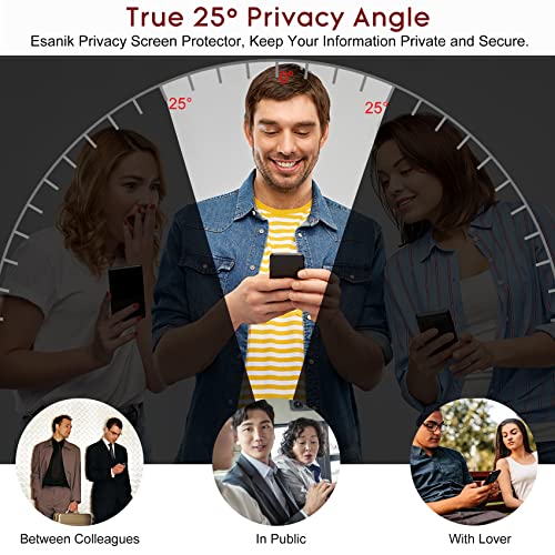 Esanik Privacy Screen Protector for Samsung Galaxy S22 6.1 Inch [2 + 2 Pack], 2 x PET Anti Spy Screen Cover [Not Glass] + 2 x Camera Lens Tempered Glass - Image 3