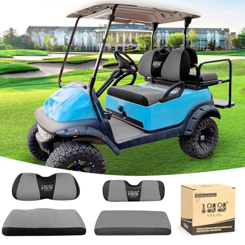10L0L 4 Passenger Golf Cart Seat Covers, Front Rear Seat Cover Set for Yamaha G29 Drive, Club Car Precedent and Club Car DS Model, Made of 3D Air Mesh Polyester Fabric Breathable Washable - Grey - Image 1