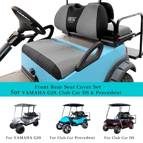 10L0L 4 Passenger Golf Cart Seat Covers, Front Rear Seat Cover Set for Yamaha G29 Drive, Club Car Precedent and Club Car DS Model, Made of 3D Air Mesh Polyester Fabric Breathable Washable - Grey - Image 4