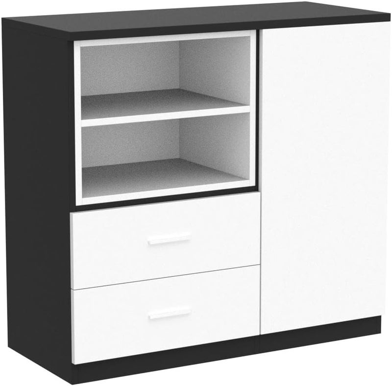 soges soges 394 inches Kitchen Sideboard Buffet Wood Console Table Cupboard Storage Cabinet with 2 Drawer and Shelf Coffee Bar Station Black  White  - Image 5