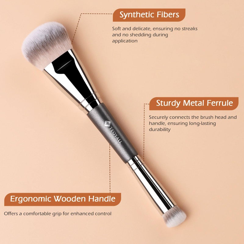 TEOYALL Dual-Ended Contour Concealer Brush, Sculpting Defining and Angled Under Eye Synthetic Bristles for Liquid Cream Powder - Image 4