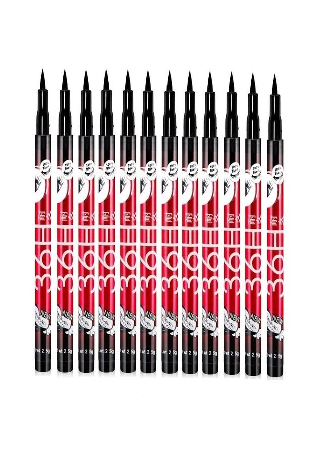 BLINE 36H Precision Waterproof Liquid Pencil Eyeliner Long Lasting Water Resistant Black Shinny Liquid Eye Liner Combo Pack of 12 - Image 1