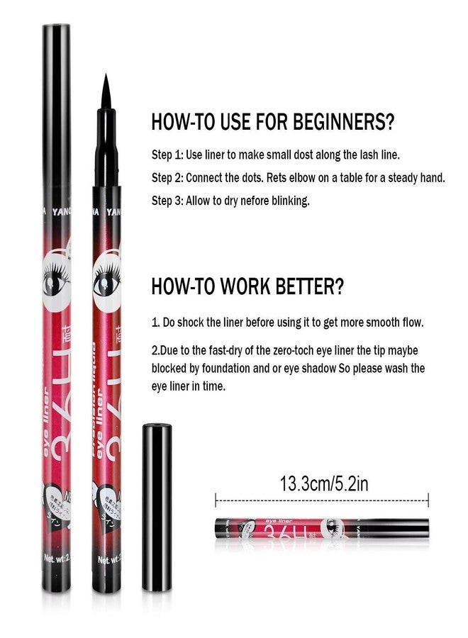BLINE 36H Precision Waterproof Liquid Pencil Eyeliner Long Lasting Water Resistant Black Shinny Liquid Eye Liner Combo Pack of 12 - Image 4