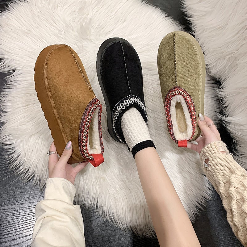 Snow Boots 24 43 Yards Fleece-Lined Warm Thick-Soled Slippers Platform Bottom Heel-Less Cotton Shoes Cotton Boots - Image 3