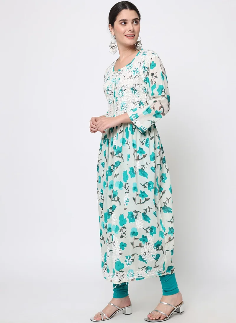 Alaya Women Hand Embroidered Chikankari Cotton Kurta-AL3580