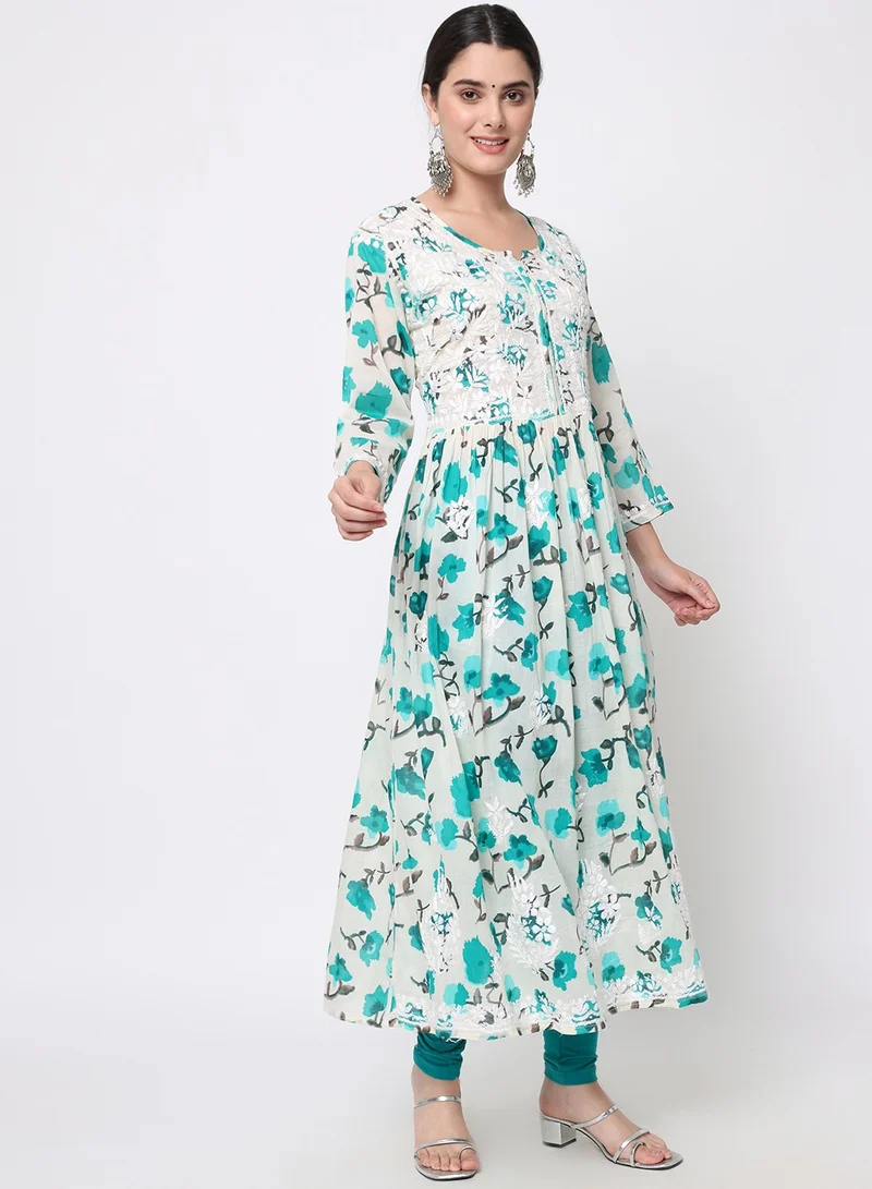 Alaya Women Hand Embroidered Chikankari Cotton Kurta-AL3580