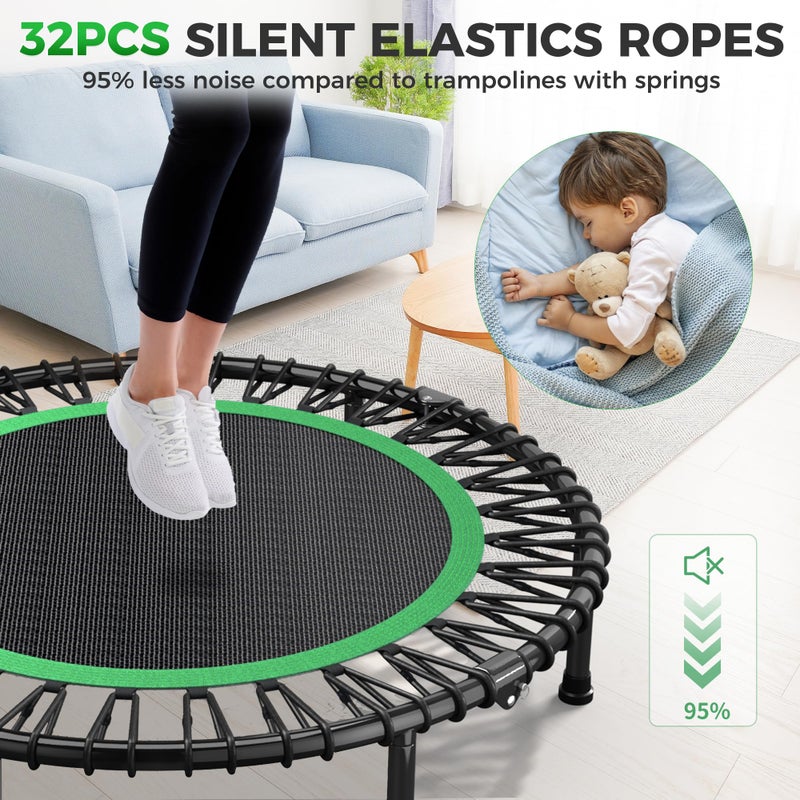 Wonlink 40" Rebounder Trampoline for Adults with Bungee Cords Portable Fitness Exercise Mini Trampoline, Small Rebounder Indoor/Outdoor, Silent Workout Equipment Max Load 450lbs - Image 3
