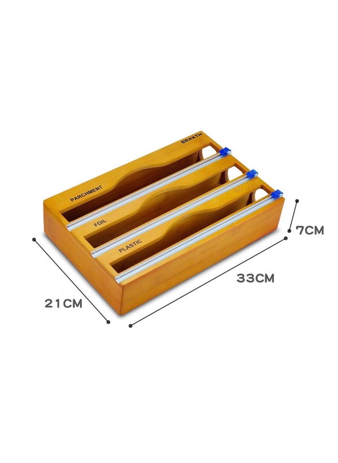 Generic 3-in-1 Bamboo Foil Holder - For Foil, Stretch Film, and Parchment Paper Rolls TH  - Image 4