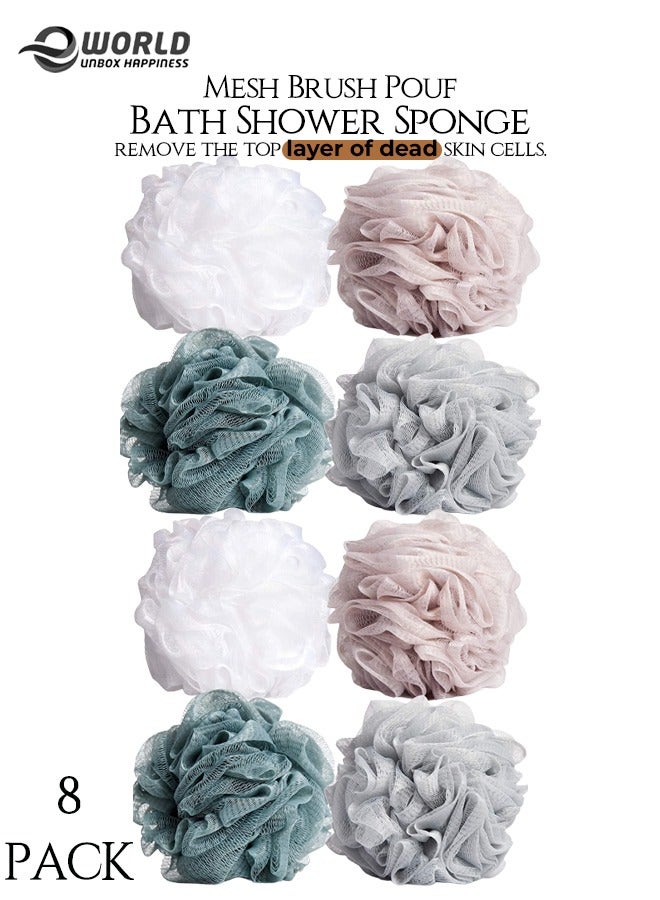 إي وورلد ٨ قطع من لوفا الاستحمام الشبكية الصديقة للبيئة للتقشير، إسفنج استحمام ناعم لتنظيف لطيف، تقشير وتهدئة البشرة - Image 1