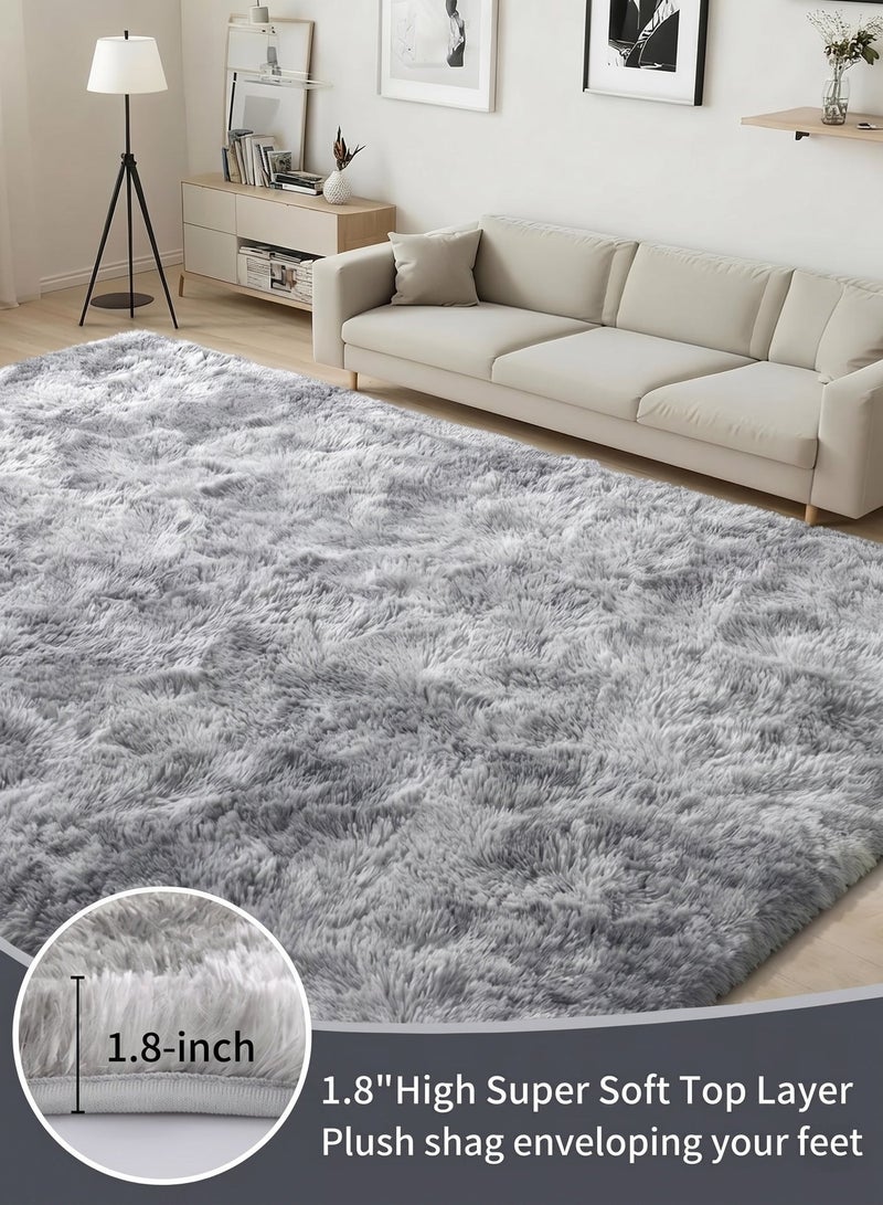 WangPangZi Plush Fuzzy Abstract Area Rug Light Grey for Bedroom Living Room Kids Nursery Dorm Room Carpet Soft Floor Mat Home Decor - Image 1