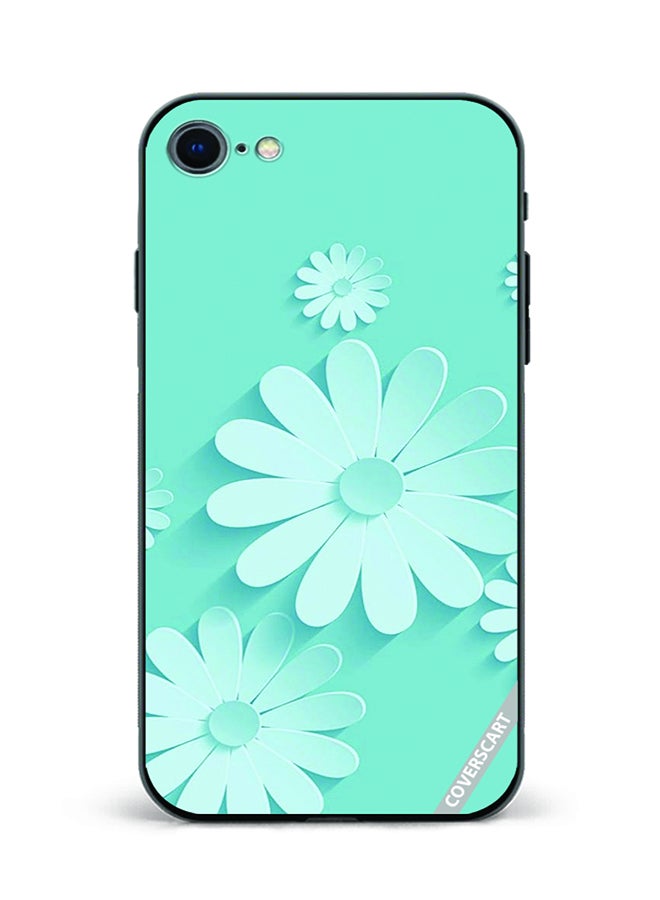 COVERSCART Protective Case Cover For Apple iPhone SE 2020 Blue Flowers Design Multicolour