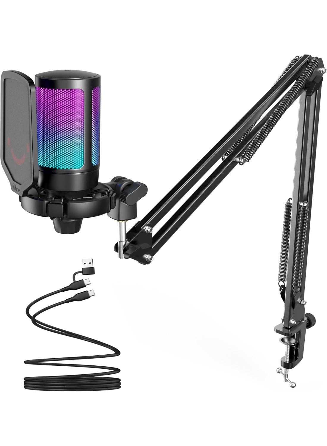 USB Gaming Microphone for PC, PS4, PS5 – Podcast Condenser Mic with Adjustable Arm Stand, Pop Filter, Mute Button & Noise Reduction – Streaming, Twitch, Discord, YouTube, Online Chat, Computer Mic for Gamers