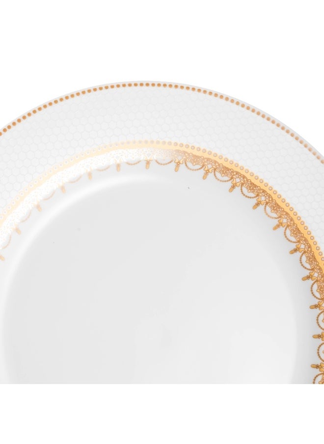 Dania 49 Pieces Porcelain Dining Set White Color With Golden Font Enough For 6 People White  - Image 5