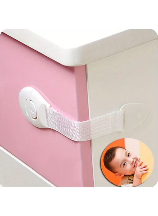 5 قطع أقفال أمان خزائن بيضاء للأطفال، واقيات أمان بلاستيكية للأدراج والأبواب - Image 4