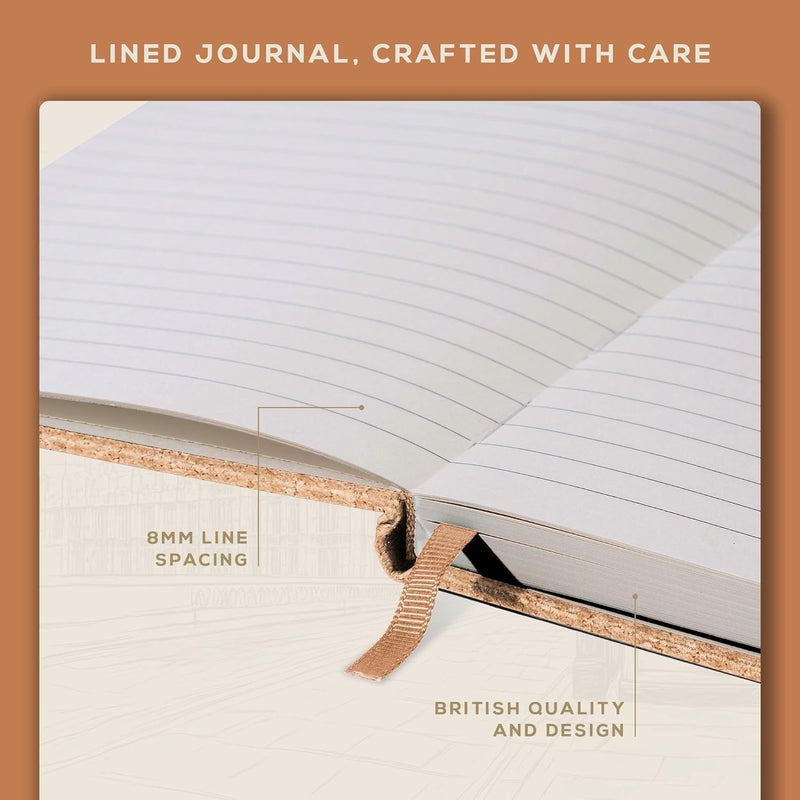 Beechmore Books Lined Journal Notebook, 5.8 x 8.3 inch, A5 160 Lined Pages, Hardcover Leather Journals for Women, Men, Writing and Notebooks for Work - 120 GSM Thick Paper, Gifts Box Included - Image 5