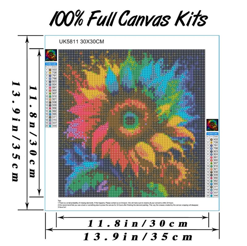 Hestarcul DIY Diamond Art Kits for Adults,5D Diamond Painting Kit for Beginner,Full Round Gem Art Paint by Diamond for Home Wall Decor,Gift for Girl. (Sunflower) - Image 4