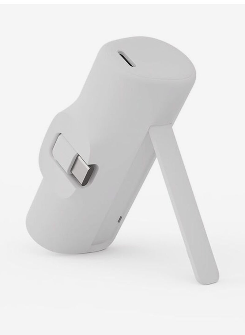 Travelmall 20W Fast Charge 5000 mAh Portable Charger with Foldable USB-C & Digital Display- White Color - Image 2