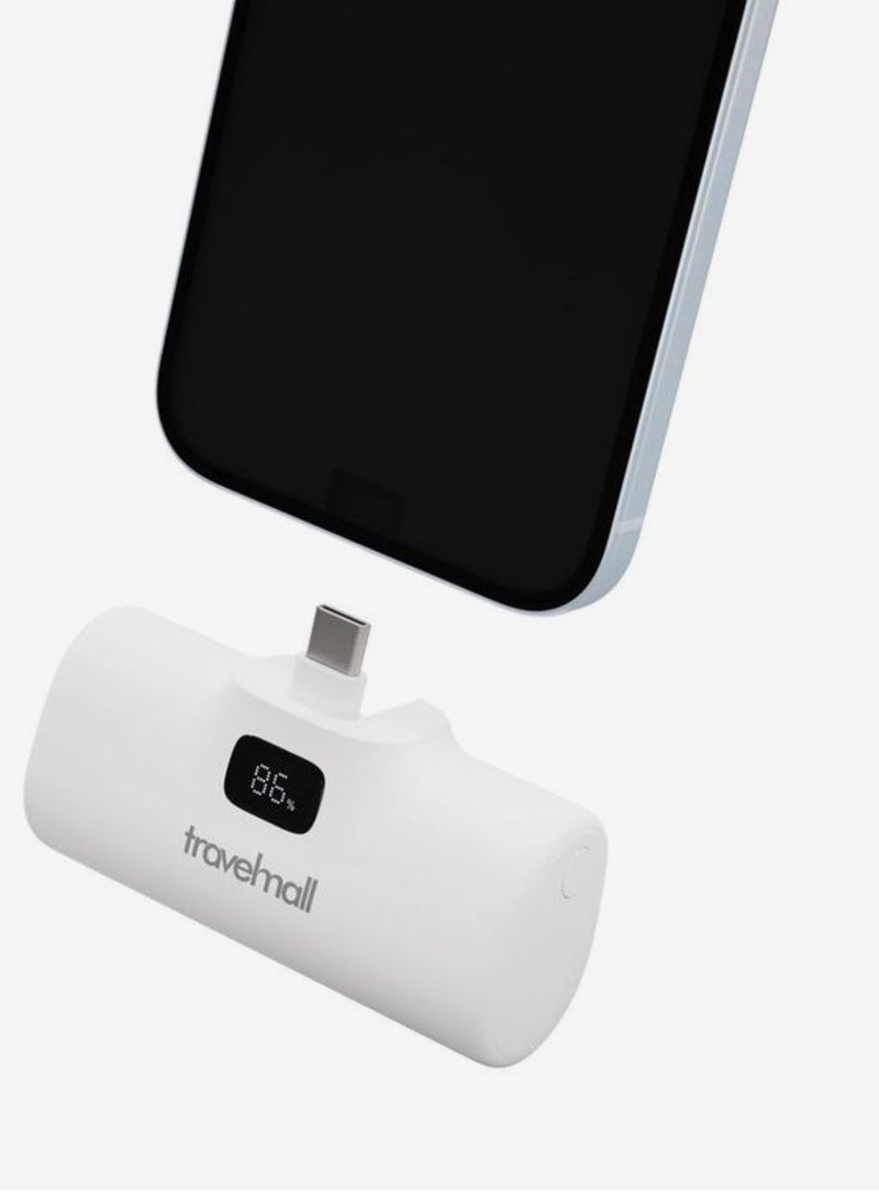 Travelmall 20W Fast Charge 5000 mAh Portable Charger with Foldable USB-C & Digital Display- White Color - Image 4