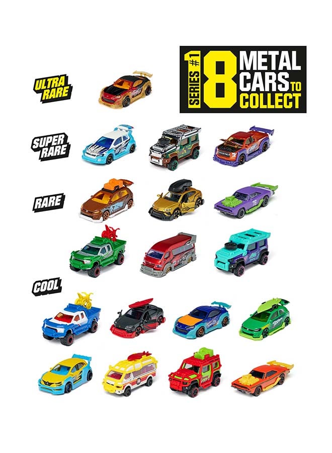 Majorette Tune Up's 4 Pieces Set, 4 Customizable 1:64 Die-Cast Cars with 28 Surprises, Tuning Parts, Stickers, Collector Badges, Opening Parts and Suspension, Ages 5+ - Image 3