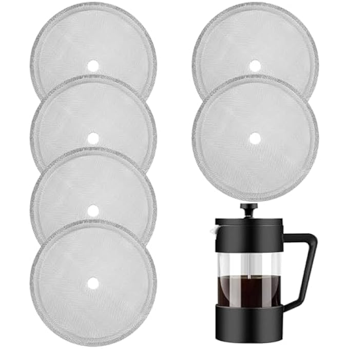 CKANDAY 6 Pcs French Press Replacement Screens Stainless Steel Reusable Mesh Filter For 17 Ounce And 12 Ounce Coffee Press Mesh Filters For Universal 350 Ml  12 Oz  118Oz French Press Coffee Maker - Image 1