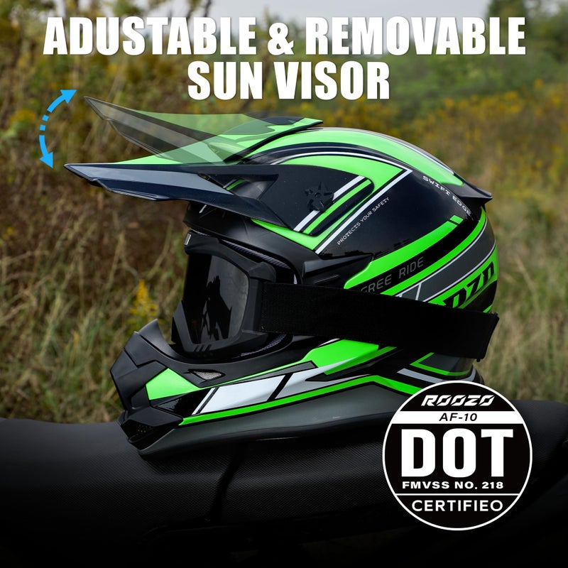Roozo Kids Dirt Bike Helmets Youth Motorcycle Helmet, Kids Motorcycle Full Face Helmet for Off-Road, ATV, UTV, Street Riding with Goggles Gloves, DOT Approved - Image 4