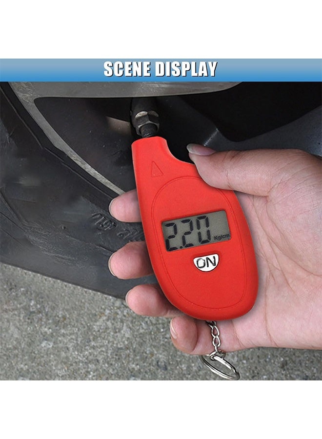 Digital Tire Pressure Gauge, 3-150PSI 4 Unit Settings Car Tire Pressure Monitor with Keychain & LCD Display, High Accuracy Auto Digital Tires Gauge for Car, Truck, Motorcycle (Red) - Image 4