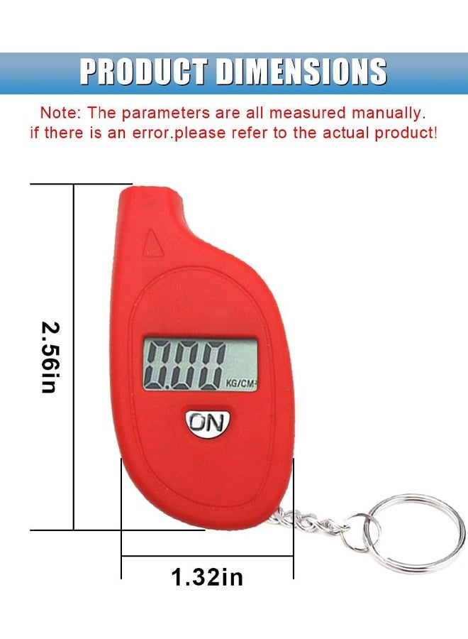 Digital Tire Pressure Gauge, 3-150PSI 4 Unit Settings Car Tire Pressure Monitor with Keychain & LCD Display, High Accuracy Auto Digital Tires Gauge for Car, Truck, Motorcycle (Red) - Image 2