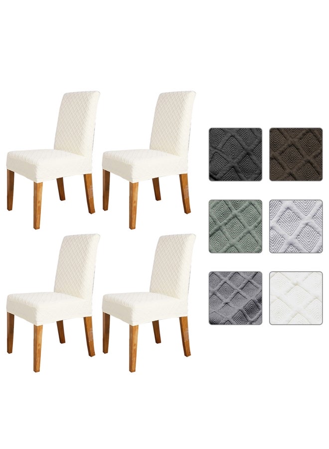 4-Piece Dining Chair Cover Set Beige - Image 1
