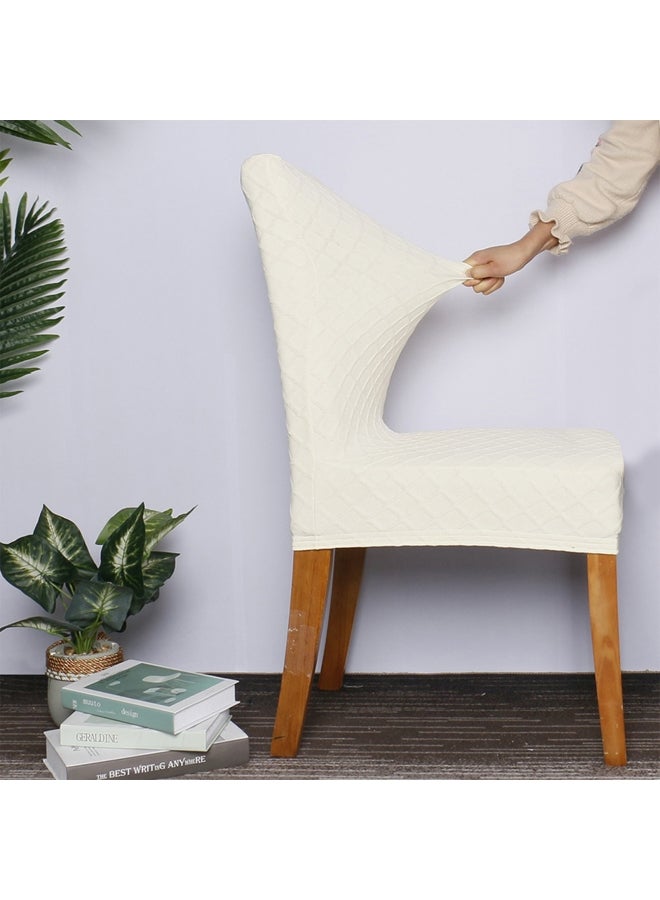 4-Piece Dining Chair Cover Set Beige - Image 5