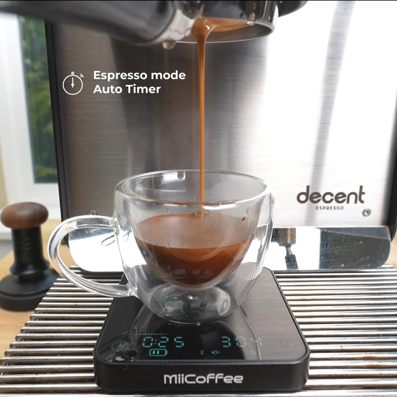 MiiCoffee Minipress Coffee Scale, Auto Timer for Espresso and Pour-Over Coffee, Aluminum Body & Glass Top - Image 3
