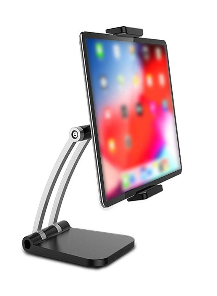 Raxoom Folding Mobile Phone Desktop Stand 360 Degree Rotating Adjustable Phone Stand Live Streaming Holder for Phone / 4 inch to 13 inch Tablet Black - Image 1