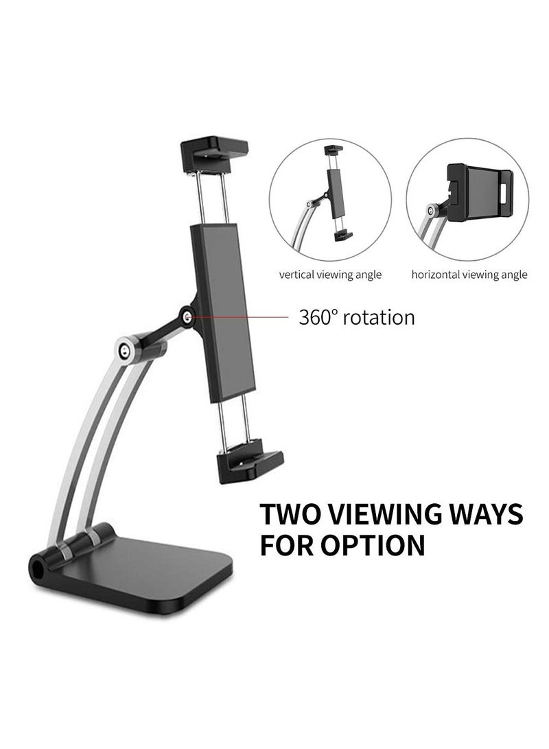 Raxoom Folding Mobile Phone Desktop Stand 360 Degree Rotating Adjustable Phone Stand Live Streaming Holder for Phone / 4 inch to 13 inch Tablet Black - Image 4