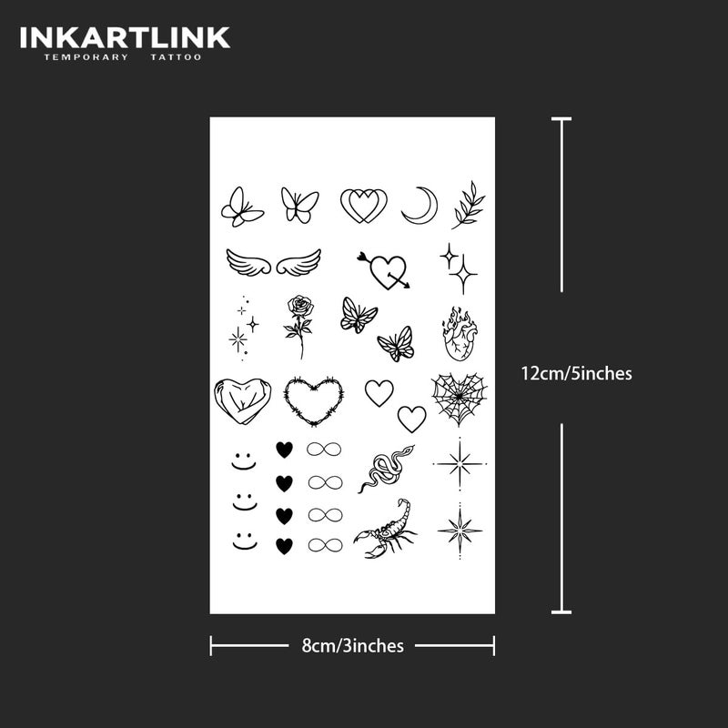 INKARTLINK Tattoo Tech, 2 Sheets Medium Semi Permanent Tattoo, Adult Art Design Temporary Tattoos, Lasts 1-2 Weeks, Waterproof, Realistic Look, No Adhesive, No Reflection (Butterflies and Love) - Image 4