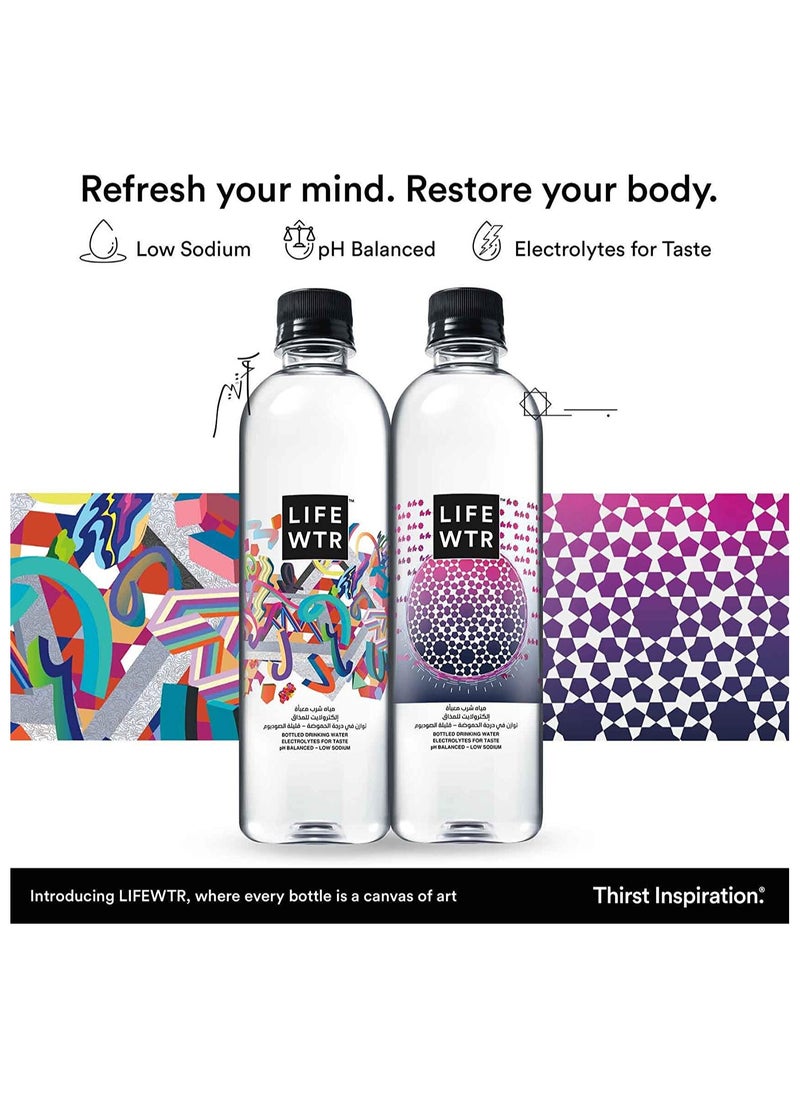 LIFEWTR - Non Carbonated Water bottle low sodium with electrolytes 500ml Pack of 6 - Image 1