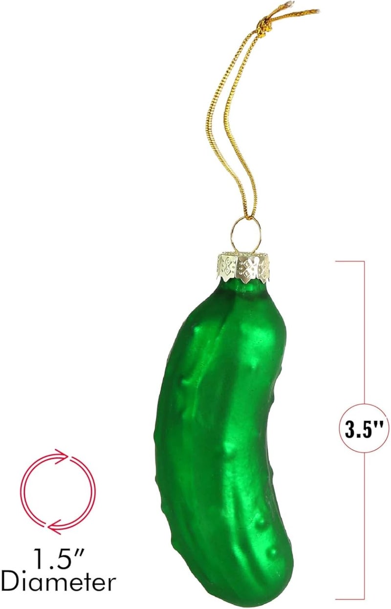 Ornativity Christmas Pickle Tree Ornament - Traditional Glass Blown Green Hanging Pickle Xmas Holiday Decor Ornaments 3.5" - Image 3