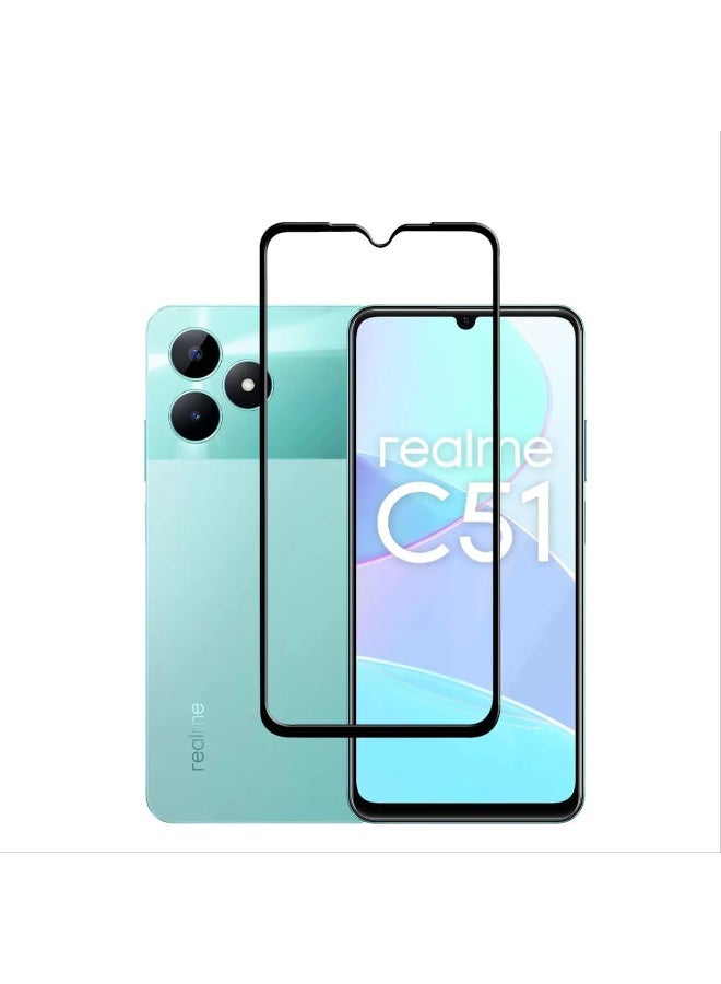 شاشة حماية خماسية الابعاد من الزجاج المقوى لموبايل ريلمي C51  ، شفاف - Image 1