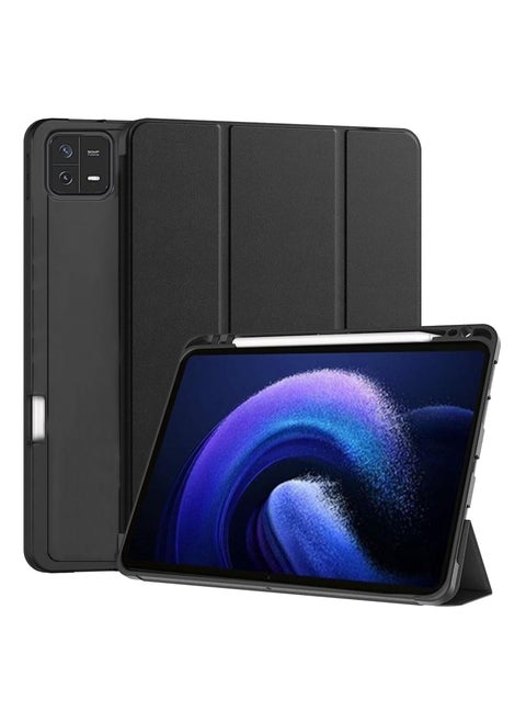 جراب ذكي لجهاز Xiaomi Mi Pad 6 مقاس 11 بوصة، غطاء تشغيل/سكون تلقائي مع حامل قلم [جراب مرن ناعم] سلسلة Recoil - أسود