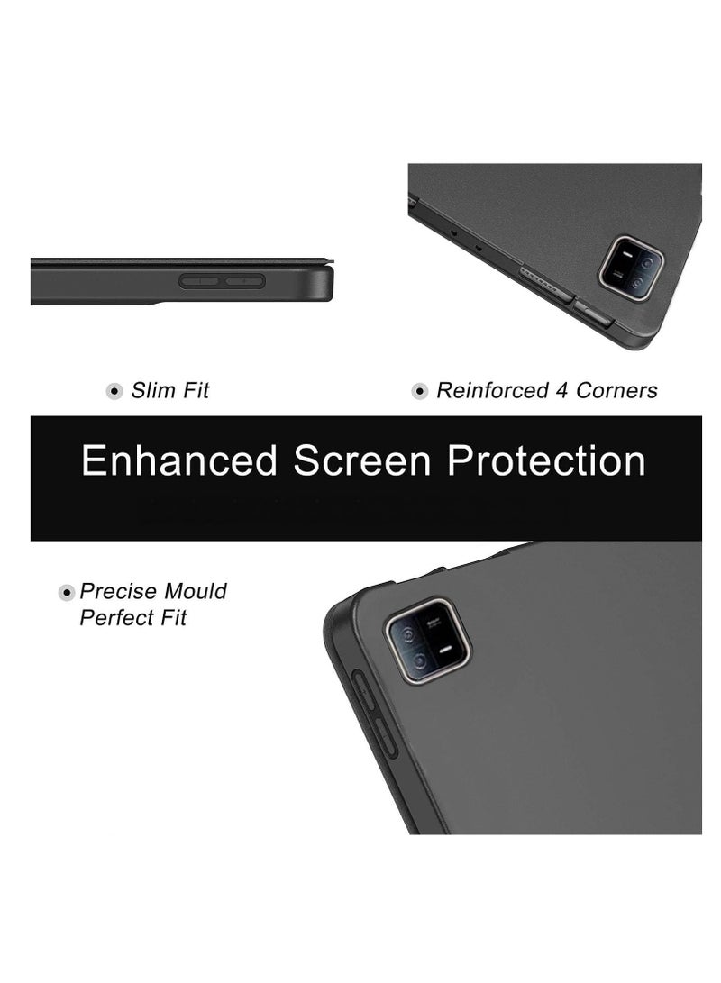 Smart Case for Xiaomi Mi Pad 6 11 inch, Auto Sleep/Wake Cover with Pen Holder [Soft Flexible Case] Recoil Series - Black