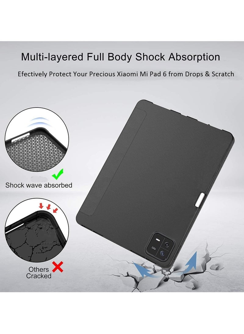 Smart Case for Xiaomi Mi Pad 6 11 inch, Auto Sleep/Wake Cover with Pen Holder [Soft Flexible Case] Recoil Series - Black