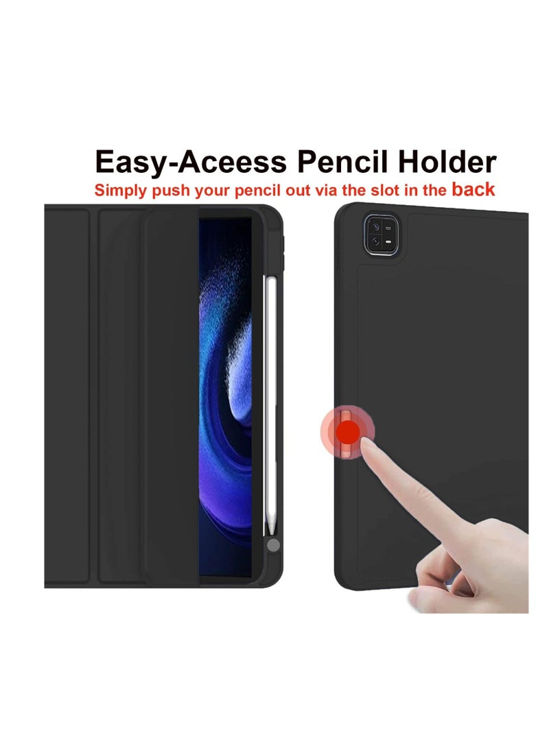 Smart Case for Xiaomi Mi Pad 6 11 inch, Auto Sleep/Wake Cover with Pen Holder [Soft Flexible Case] Recoil Series - Black