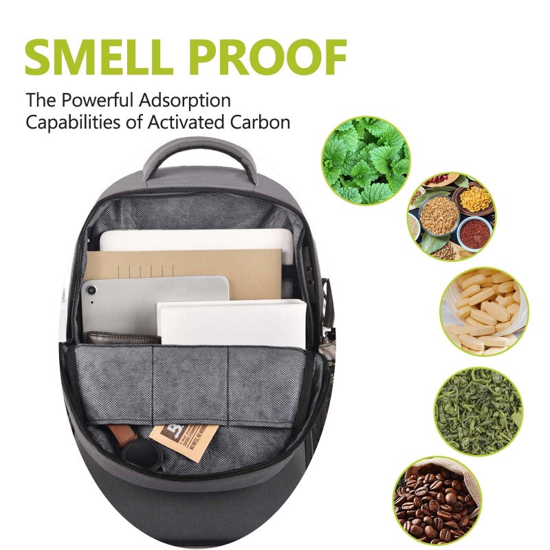 OZCHIN Smell Proof Backpack With Combination Lock, Double Sealed Zipper ClassicsSmell Proof Travel Backpack, Large Capacity Smell Proof Container Carbon Enduring, Great Gifts for Men Women - Image 5
