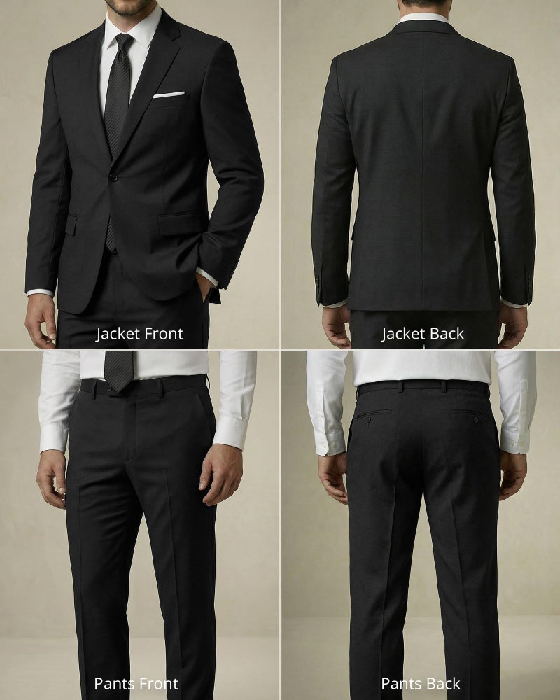 YND Men's 2 Piece Suit with Tie, One Button Slim Fit Solid Jacket and Pants Set, Suits for Men Prom Party Wedding & Business, Black - Image 3