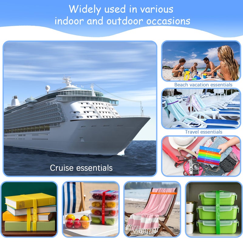 Antfuny 6 Pack Towel Band for Beach Pool Lounge Chair Strap Clip Carnival Cruise Ship Essentials 2026 Packing List Royal Caribbean Card Lanyard Cup Luggage Tag Holder Women Vacation Must Haves Summer Travel - Image 2