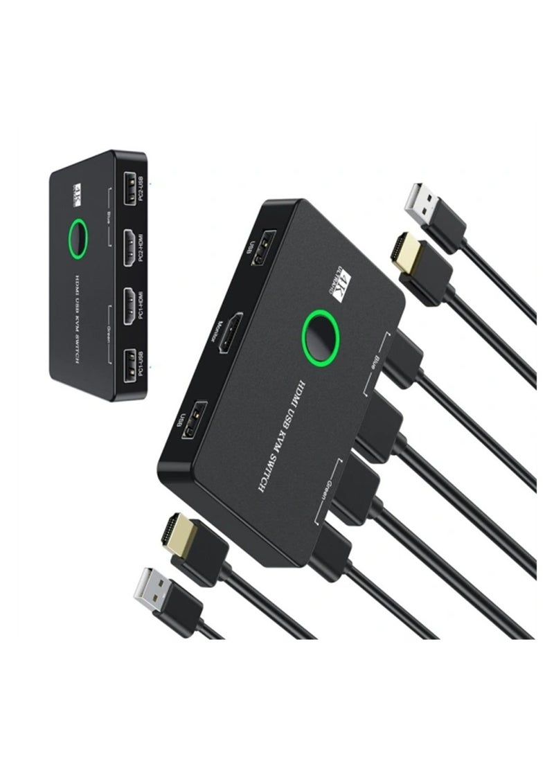 KASTWAVE KVM Switch, KVM Switch 1 Monitors 2 Computers, KVM Switches HDMI for 2 Computers Share 1 Monitor, Supports 4K @60 Hz, 2 HDMI Cables and 2 USB Cables Included  - Image 1