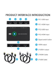 KASTWAVE KVM Switch, KVM Switch 1 Monitors 2 Computers, KVM Switches HDMI for 2 Computers Share 1 Monitor, Supports 4K @60 Hz, 2 HDMI Cables and 2 USB Cables Included  - Image 4