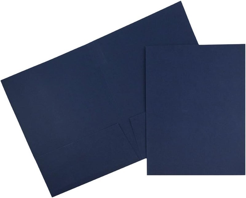 JAM Paper Two Pocket Textured Linen Presentation Folders - Letter Size Business Folder - Navy Blue - Bulk 25/Pack - Image 1
